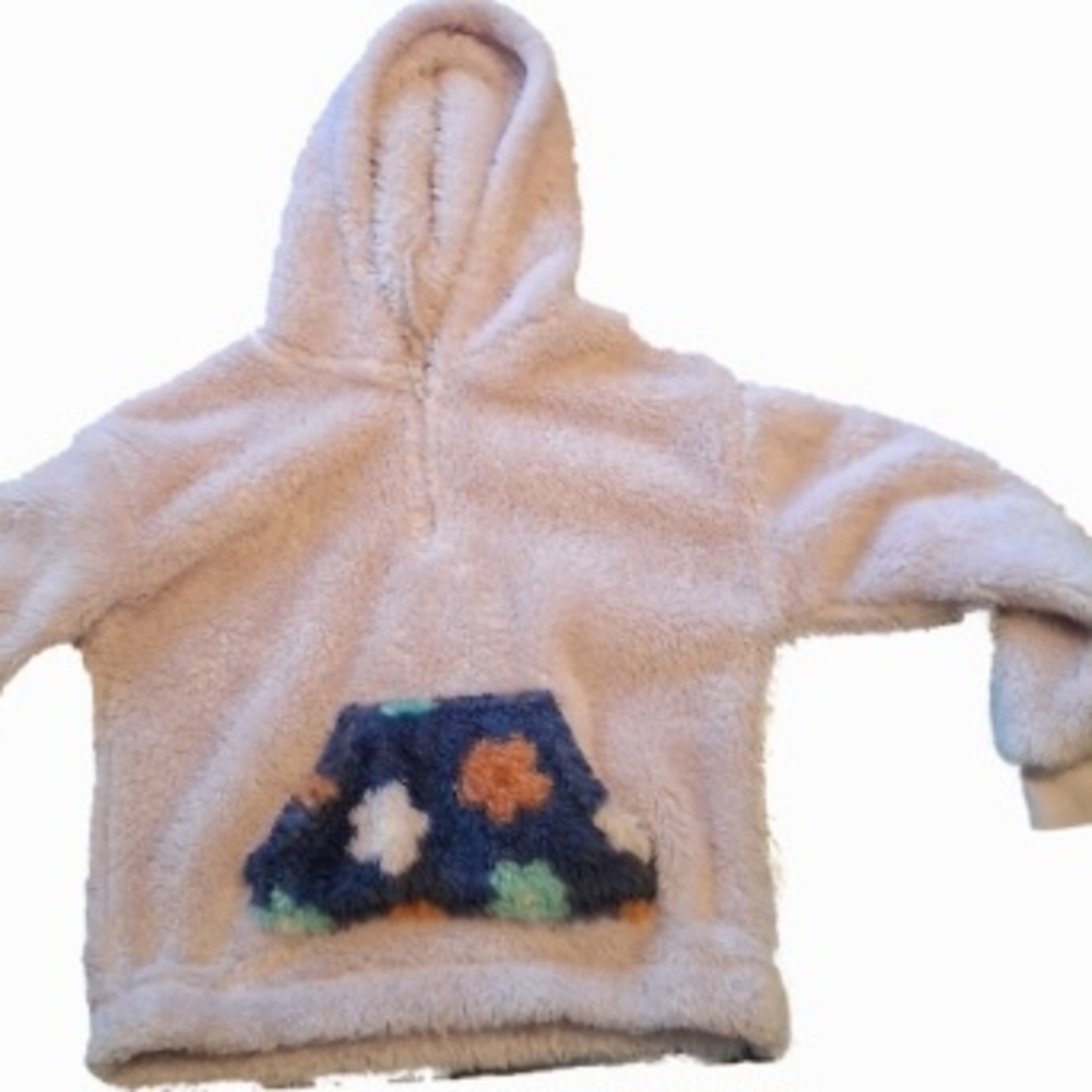 Cozy Purple Kids Hoodie with Floral Pocket